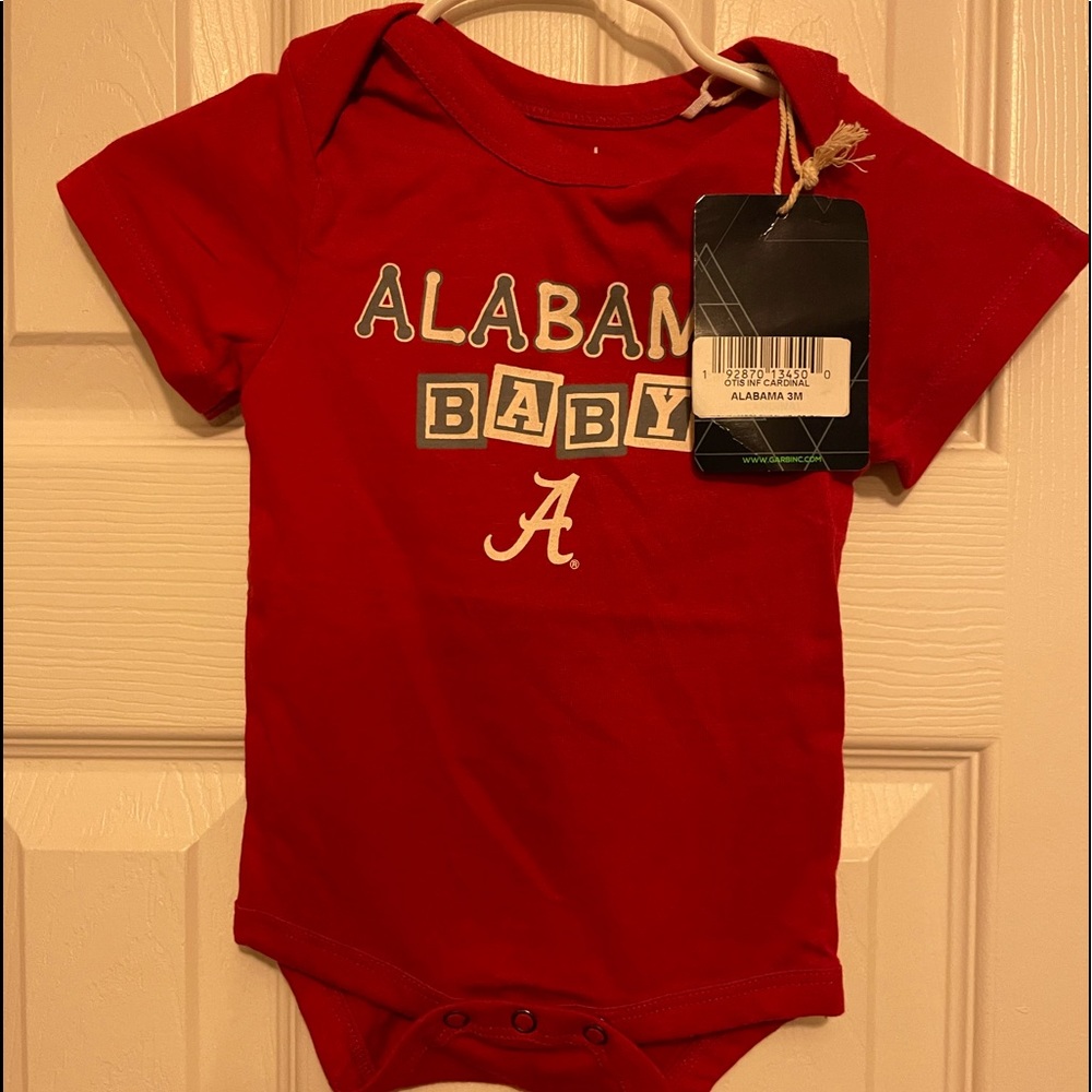 Infant👶Crimson Alabama Crimson Tide Baby👶Block Otis Bodysuit Sz 0-3M. Worn 2x